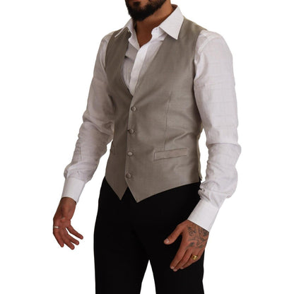 Dolce & Gabbana Beige Wool Single Breasted Waistcoat Vest 1728,2% Polyester,20% Silk,67345645728,Beige,Clothing,Dolce & Gabbana,IT48 | M,Material: 79% Virgin Wool,Men,Men - Clothing,New with tags,Suits & Blazers - Clothing,Vests - Men - Clothing,Waistcoat