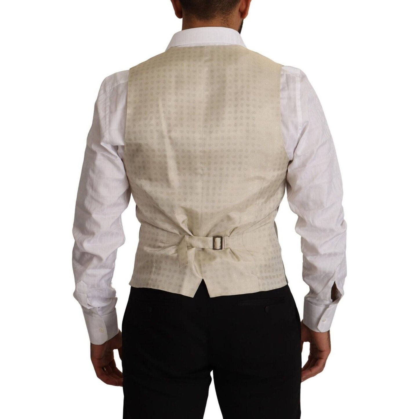 Dolce & Gabbana Beige Wool Single Breasted Waistcoat Vest 1728,2% Polyester,20% Silk,67345645728,Beige,Clothing,Dolce & Gabbana,IT48 | M,Material: 79% Virgin Wool,Men,Men - Clothing,New with tags,Suits & Blazers - Clothing,Vests - Men - Clothing,Waistcoat