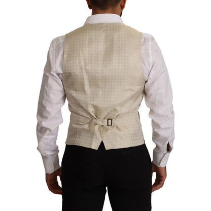 Dolce & Gabbana Beige Wool Single Breasted Waistcoat Vest 1728,2% Polyester,20% Silk,67345645728,Beige,Clothing,Dolce & Gabbana,IT48 | M,Material: 79% Virgin Wool,Men,Men - Clothing,New with tags,Suits & Blazers - Clothing,Vests - Men - Clothing,Waistcoat