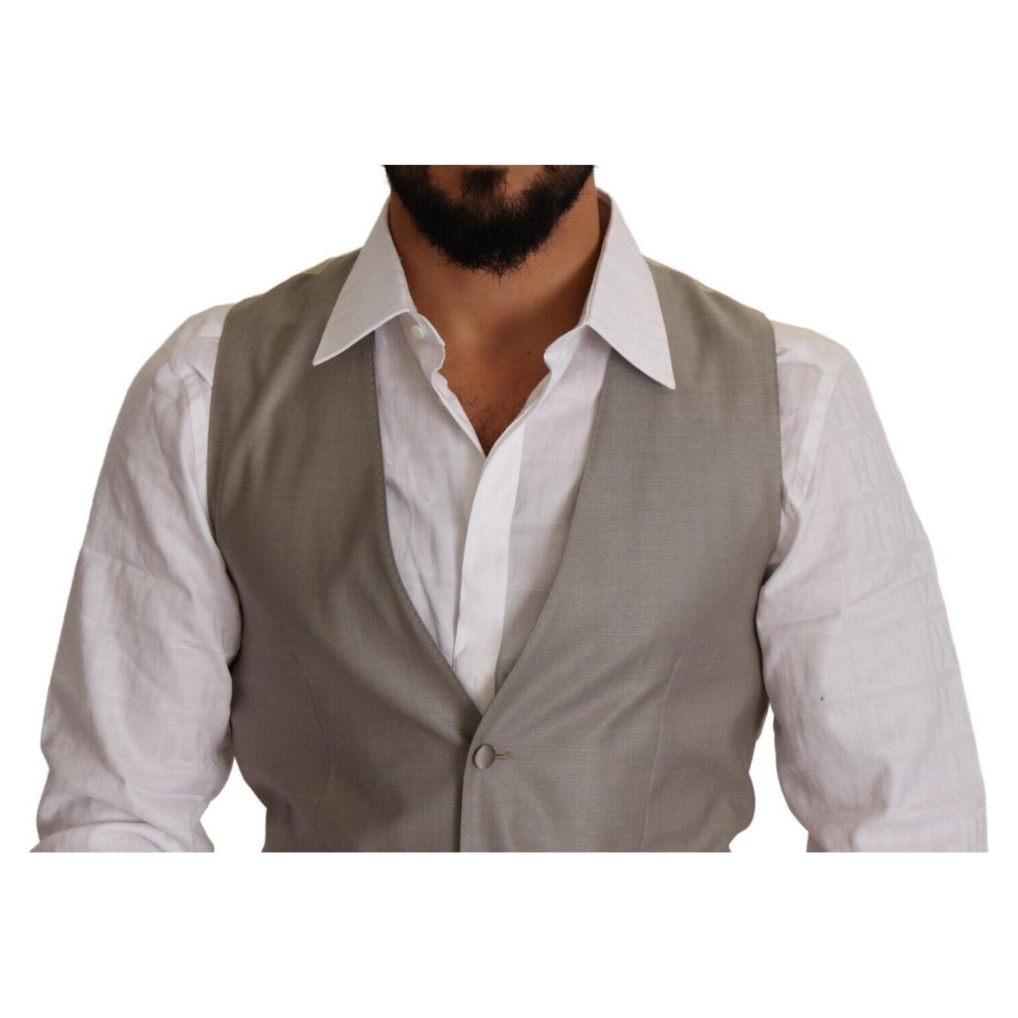 Dolce & Gabbana Beige Wool Single Breasted Waistcoat Vest 1728,2% Polyester,20% Silk,67345645728,Beige,Clothing,Dolce & Gabbana,IT48 | M,Material: 79% Virgin Wool,Men,Men - Clothing,New with tags,Suits & Blazers - Clothing,Vests - Men - Clothing,Waistcoat