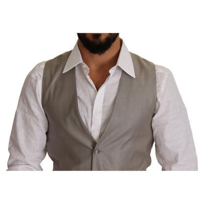 Dolce & Gabbana Beige Wool Single Breasted Waistcoat Vest 1728,2% Polyester,20% Silk,67345645728,Beige,Clothing,Dolce & Gabbana,IT48 | M,Material: 79% Virgin Wool,Men,Men - Clothing,New with tags,Suits & Blazers - Clothing,Vests - Men - Clothing,Waistcoat