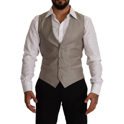 Dolce & Gabbana Beige Wool Single Breasted Waistcoat Vest 1728,2% Polyester,20% Silk,67345645728,Beige,Clothing,Dolce & Gabbana,IT48 | M,Material: 79% Virgin Wool,Men,Men - Clothing,New with tags,Suits & Blazers - Clothing,Vests - Men - Clothing,Waistcoat