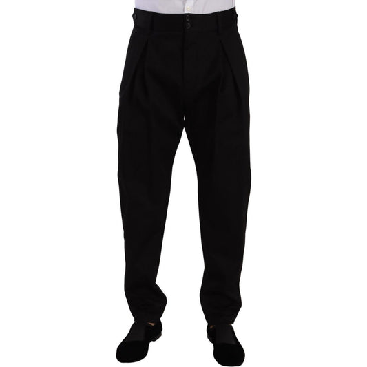 Dolce & Gabbana Elegant Slim-Fit Cotton Trousers Dolce & Gabbana Black
