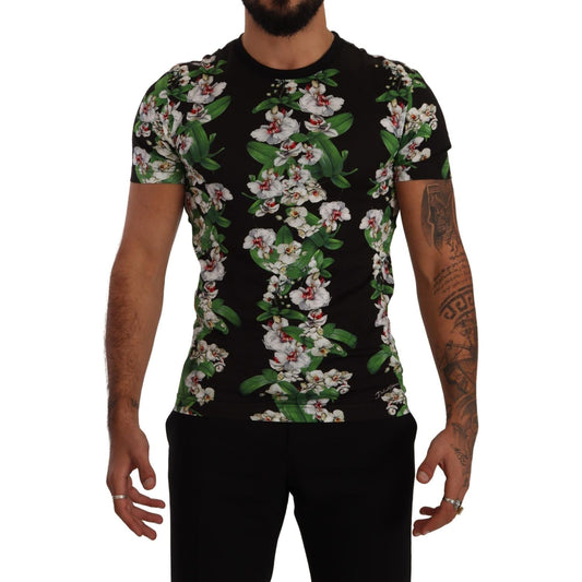 Dolce & Gabbana Elegant Floral Crewneck Tee for Men Dolce & Gabbana Rosy Brown