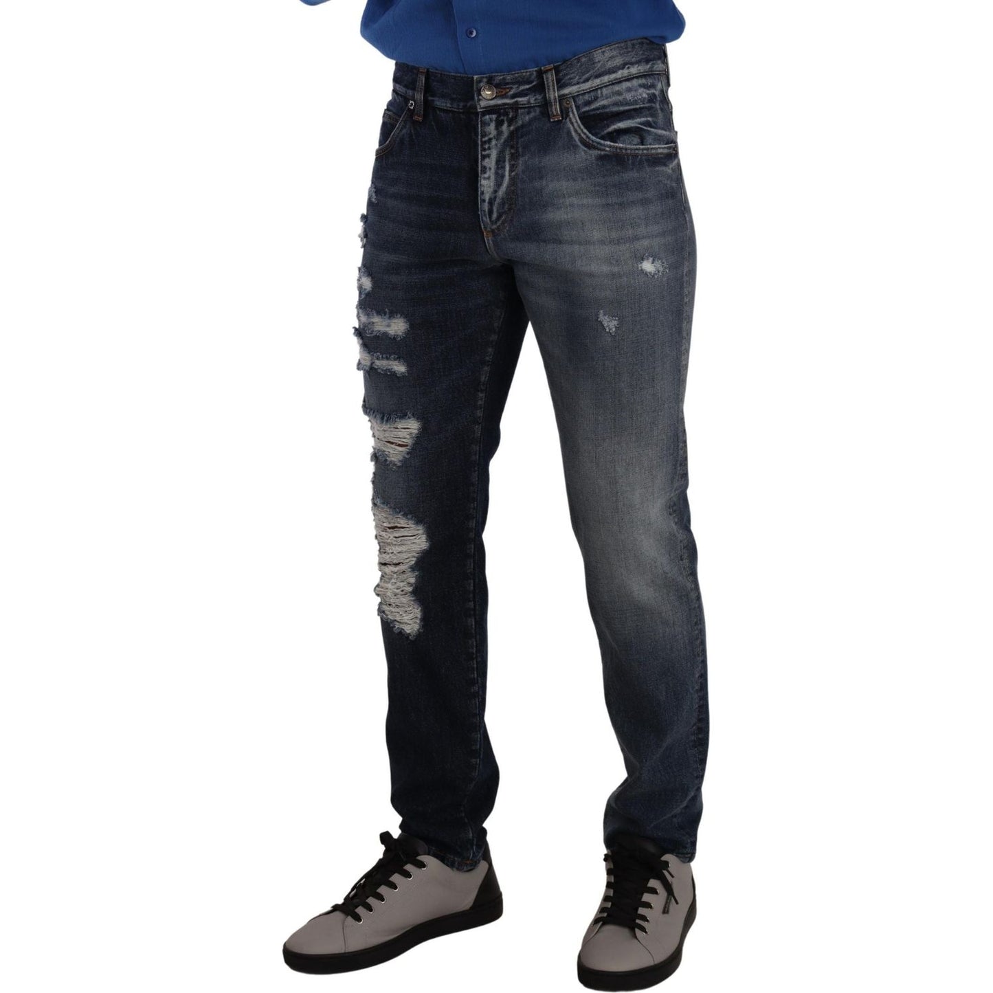 Dolce & Gabbana Blue Cotton Regular Denim Trousers Jeans