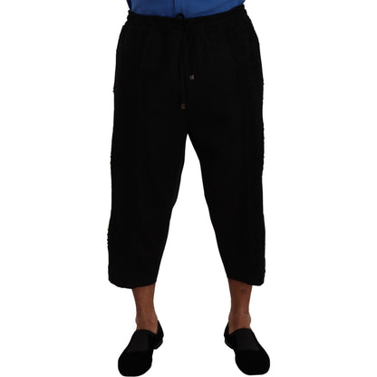 Dolce & Gabbana Black Cotton Torero Sweatpants Shorts Pants