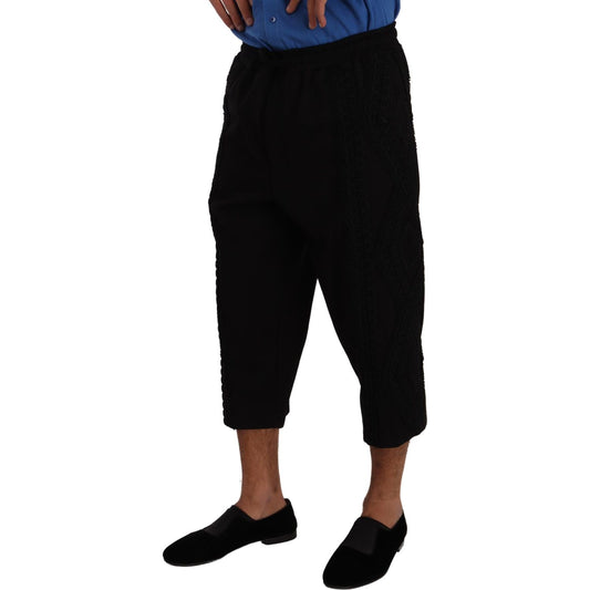 Dolce & Gabbana Elegant Black Cotton Blend Cropped Pants Dolce & Gabbana Black