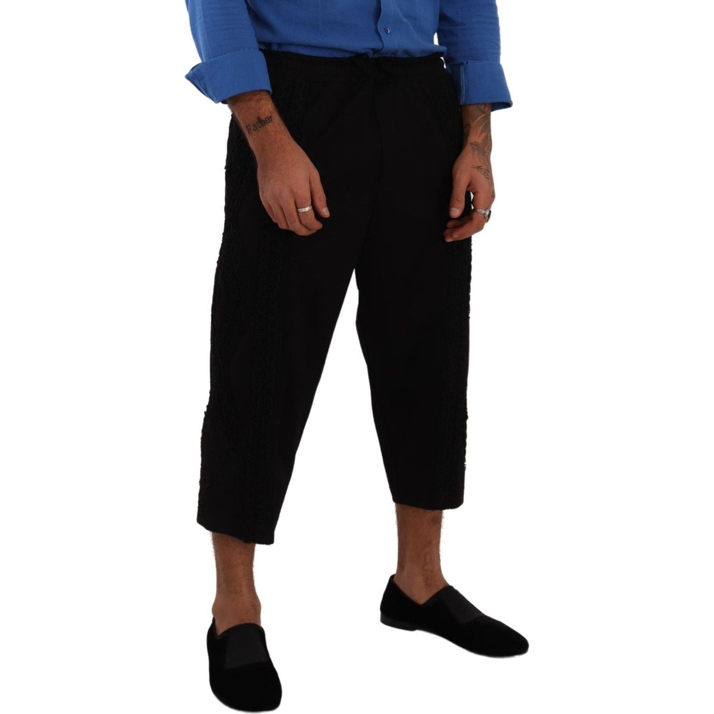 Dolce & Gabbana Black Cotton Torero Cropped Short Trouser Pants