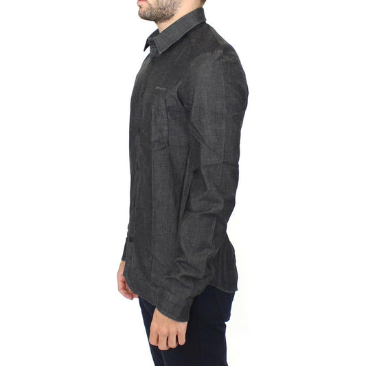 Ermanno Scervino Elegant Gray Stretch Denim Casual Shirt Ermanno Scervino Dark Slate Gray
