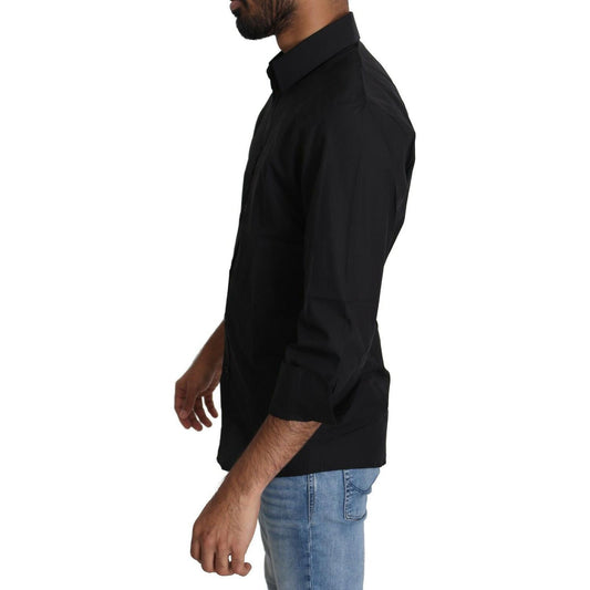 Dolce & Gabbana Elegant Black Slim Fit Dress Shirt Dolce & Gabbana Black