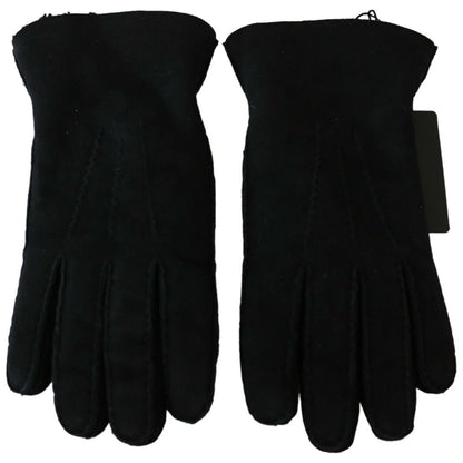 Dolce & Gabbana Black Leather Motorcycle Biker Mitten Gloves 1728,67345645728,8.5|S,Accessories,Black,Dolce & Gabbana,Gloves - Accessories,Gloves - Men - Accessories,Material: Leather,Men,Men - Accessories,New with tags
