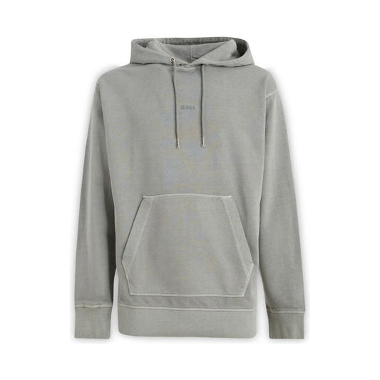 Hugo Boss Elegant Grey Cotton Hooded Sweatshirt Hugo Boss Dark Gray