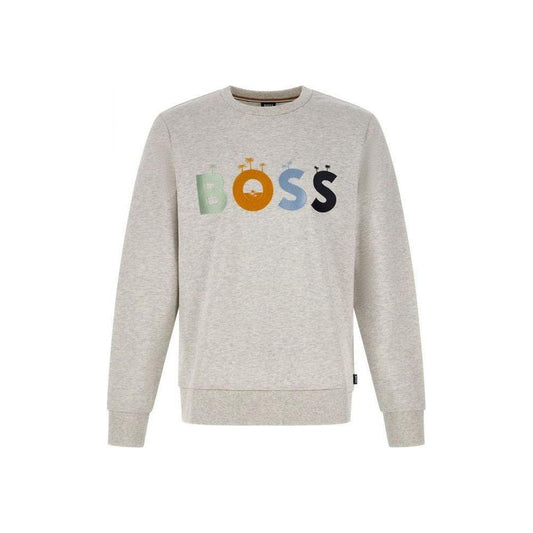 Hugo Boss Elegant Grey Round Neck Cotton Sweatshirt Hugo Boss Gray