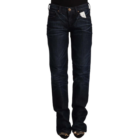 Ermanno Scervino Chic Dark Blue Mid Waist Jeans Ermanno Scervino Black