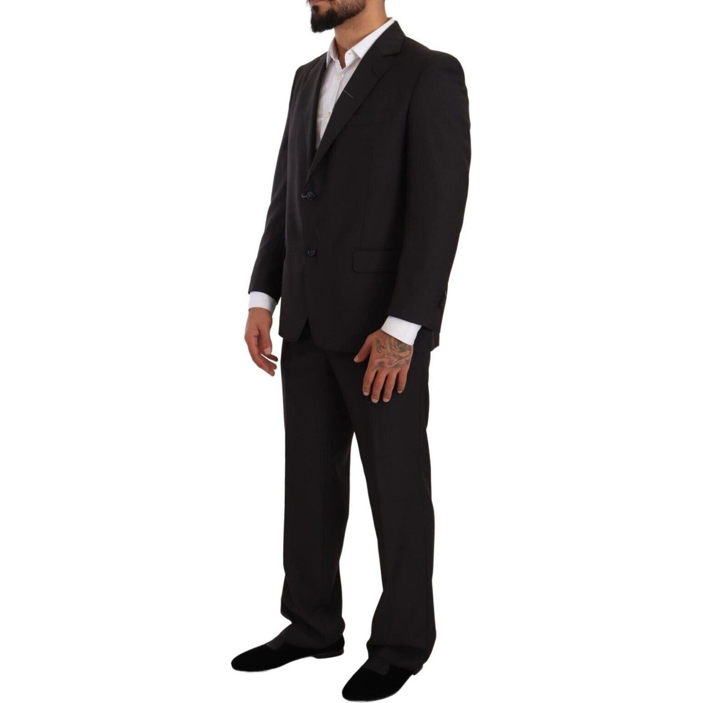 Domenico Tagliente Gray Polyester Single Breasted Formal Suit