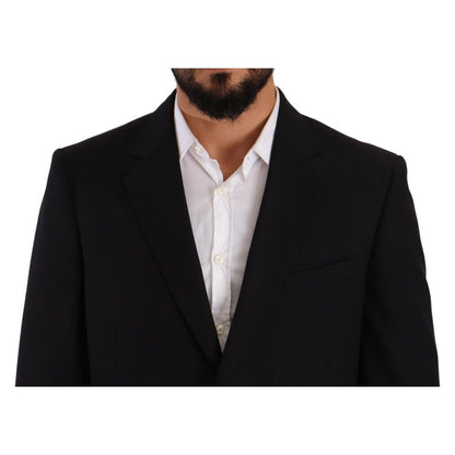 Domenico Tagliente Black Polyester Single Breasted Formal Suit
