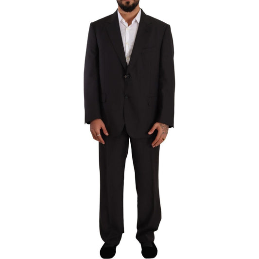 Domenico Tagliente Elegant Gray Two-Piece Regular Fit Suit Domenico Tagliente Black