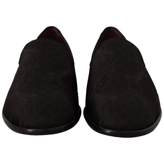 Dolce & Gabbana Black Floral Brocade Slippers Dolce & Gabbana Black