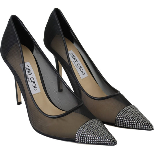Jimmy Choo Elegant Black Mesh Crystal Pumps Jimmy Choo Dark Slate Gray