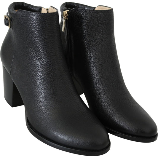 Jimmy Choo Elegant Black Leather Heeled Boots Jimmy Choo Dark Slate Gray