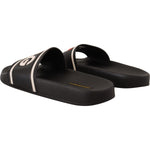 Dolce & Gabbana Black Leather I Love D&G Slides Sandals LA9766- 35