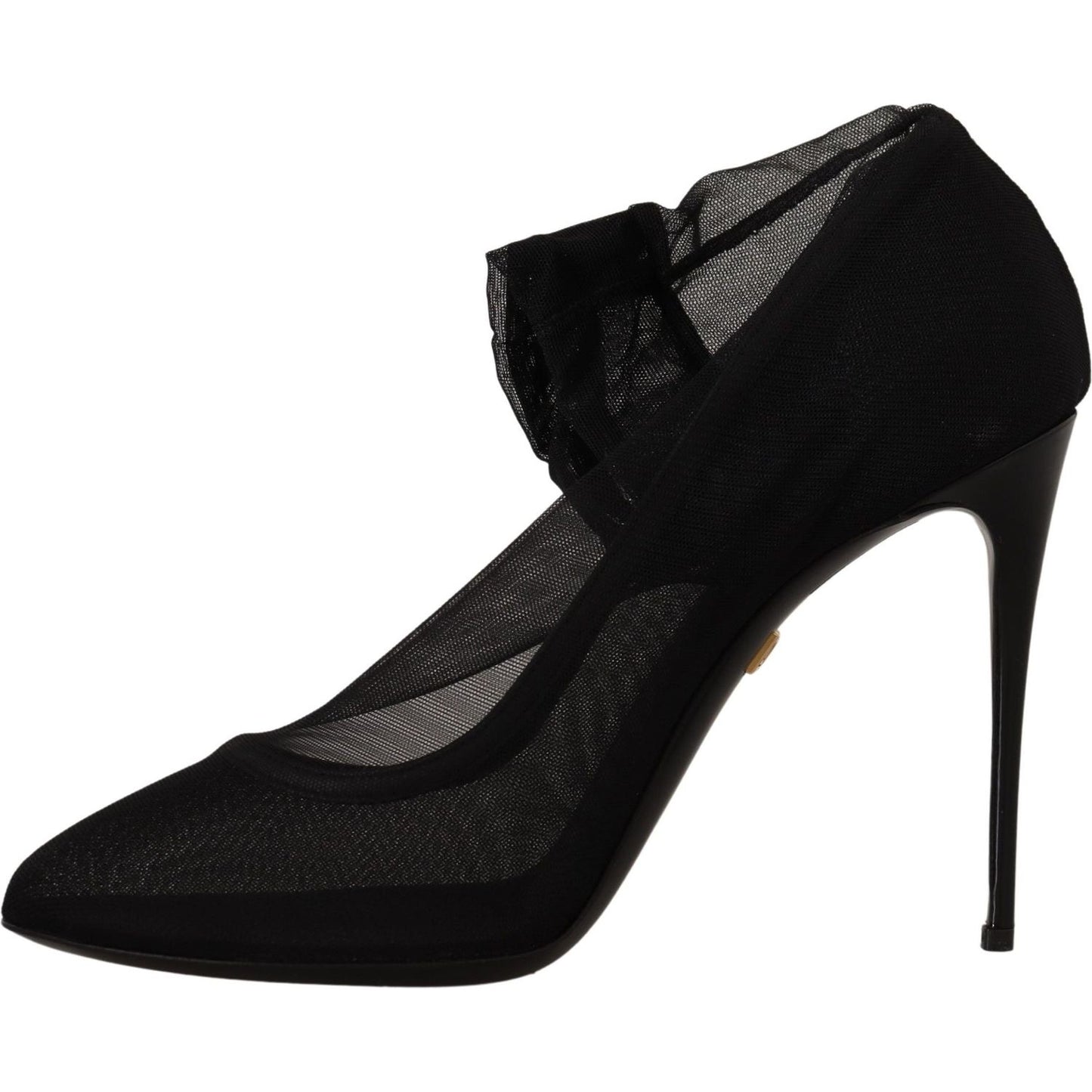 Dolce & Gabbana Black Tulle Stretch Boots Pumps Shoes LA9800- 35