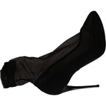 Dolce & Gabbana Black Tulle Stretch Boots Pumps Shoes LA9800- 35