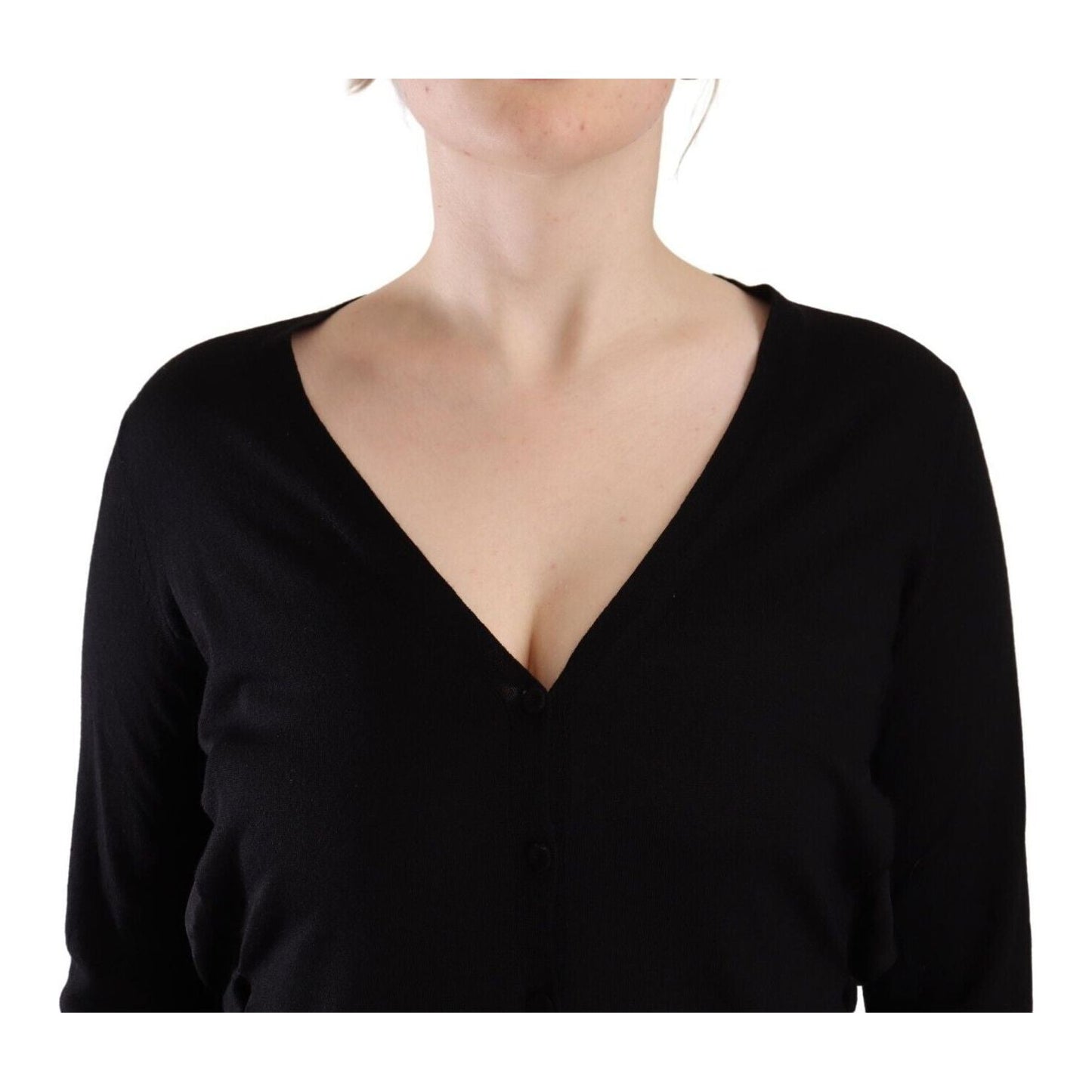Dolce & Gabbana Black Wool V-neck Long Sleeves Pullover Top TSH7615 - 42