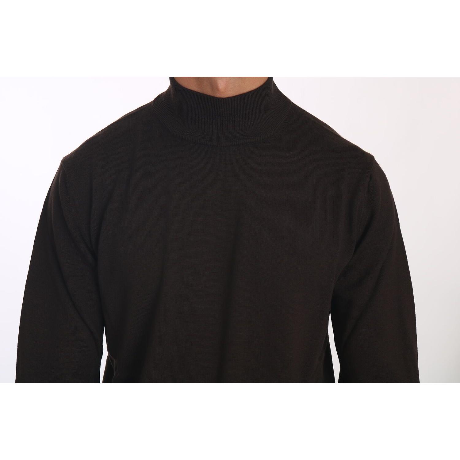 MILA SCHÖN Brown Turtle Neck Pullover Wool Sweater