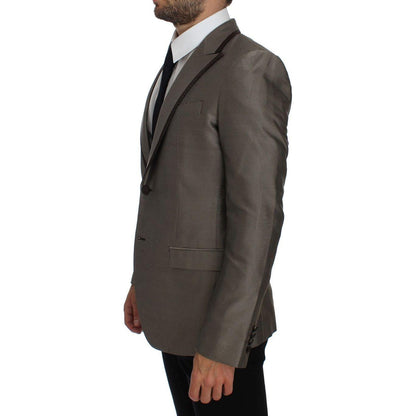 Dolce & Gabbana Brown Slim Fit Silk Two Button Blazer