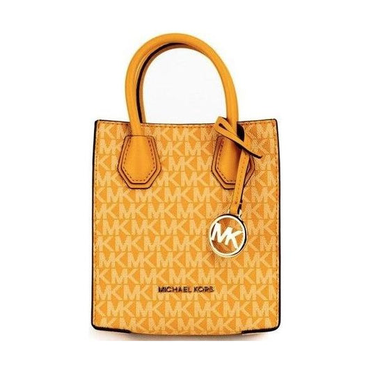 Michael Kors Mercer XS Honeycomb Gold Signature PVC North South Shopper Crossbody Bag Michael Kors Sandy Brown