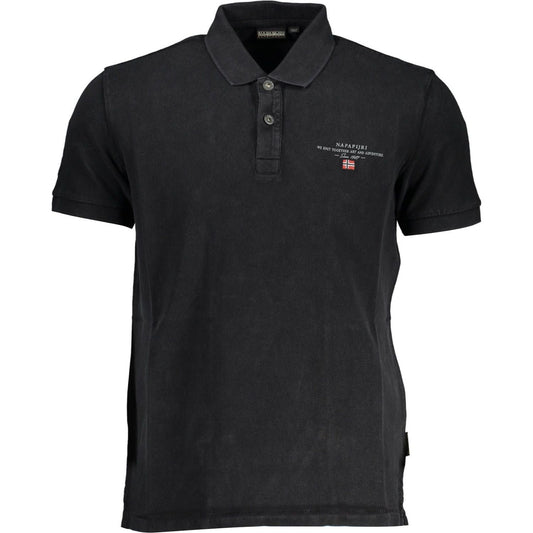 Napapijri Classic Black Embroidered Polo Shirt Napapijri Dark Slate Gray