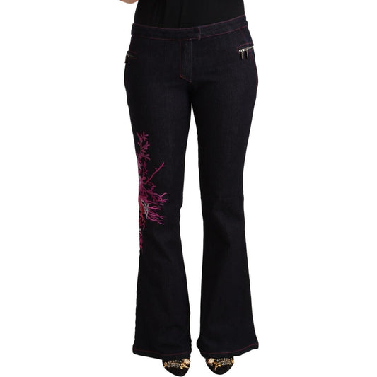 Exte Chic Black Mid Waist Flared Denim Jeans Exte Black