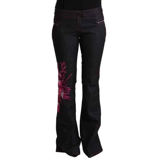 Exte Chic Mid Waist Flared Black Denim Jeans Exte Black