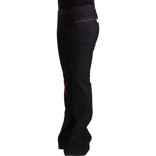 Exte Chic Mid Waist Flared Black Denim Jeans Exte Black