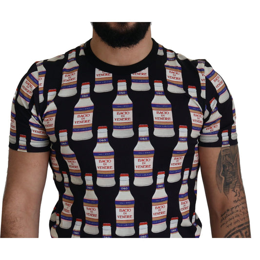 Dolce & Gabbana Elegant Black Bacio Di Venere Print Tee Dolce & Gabbana Black
