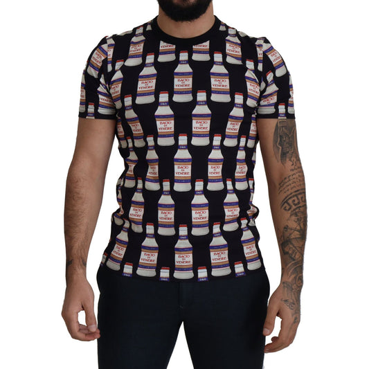 Dolce & Gabbana Elegant Black Bacio Di Venere Print Tee Dolce & Gabbana Dark Gray