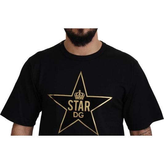 Dolce & Gabbana Gold Star DG Emblem Crewneck Tee Dolce & Gabbana Black