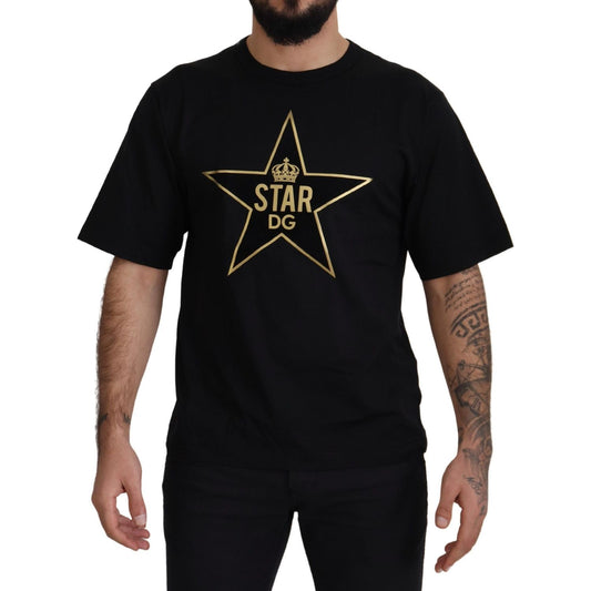 Dolce & Gabbana Gold Star DG Emblem Crewneck Tee Dolce & Gabbana Black