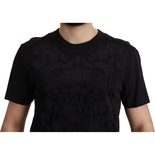Dolce & Gabbana Elegant Black Baroque Crewneck Tee Dolce & Gabbana Black