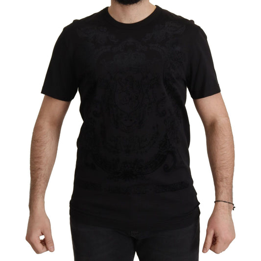 Dolce & Gabbana Elegant Black Baroque Crewneck Tee Dolce & Gabbana Rosy Brown