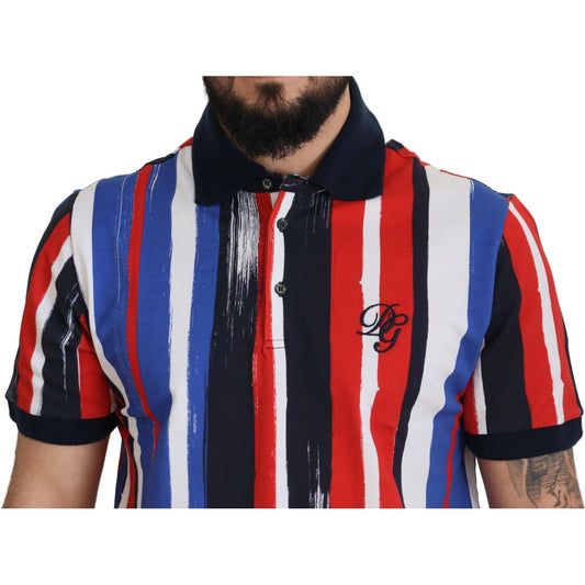 Dolce & Gabbana Elegant Striped Cotton Polo T-shirt Dolce & Gabbana Dark Slate Gray