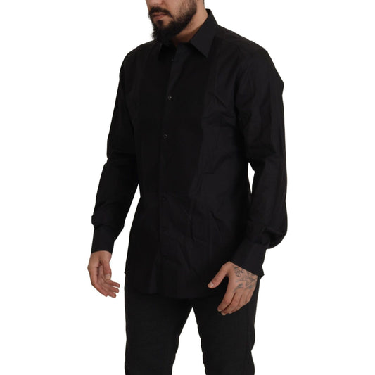 Dolce & Gabbana Sleek Black Tuxedo Dress Shirt - Slim Fit Dolce & Gabbana Black