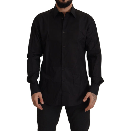 Dolce & Gabbana Sleek Black Tuxedo Dress Shirt - Slim Fit Dolce & Gabbana Black