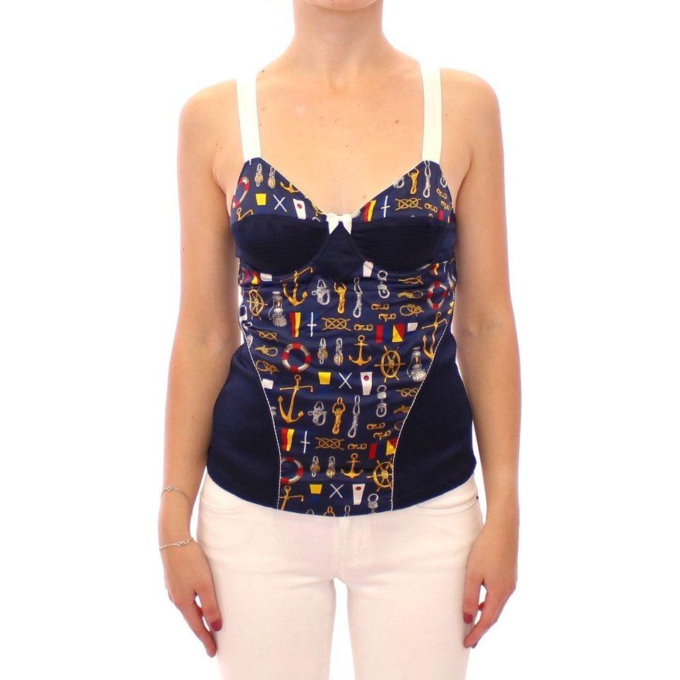 Dolce & Gabbana Blue Sailor Motive Tank Top