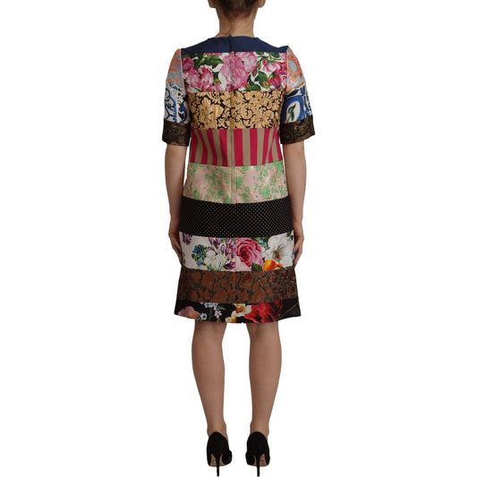 Dolce & Gabbana Patchwork Sheath Mini Dress - Multicolor Elegance Dolce & Gabbana Dim Gray