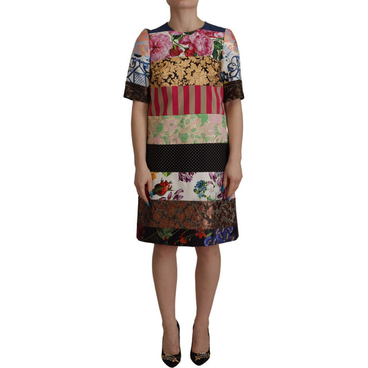Dolce & Gabbana Patchwork Sheath Mini Dress - Multicolor Elegance Dolce & Gabbana Dim Gray