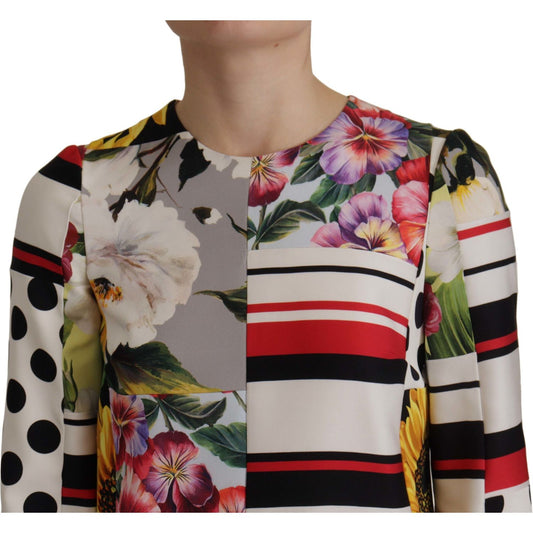 Dolce & Gabbana Multicolor Patchwork Charmeuse Sheath Dress Dolce & Gabbana Rosy Brown