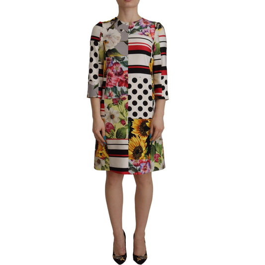 Dolce & Gabbana Multicolor Patchwork Charmeuse Sheath Dress Dolce & Gabbana Dim Gray