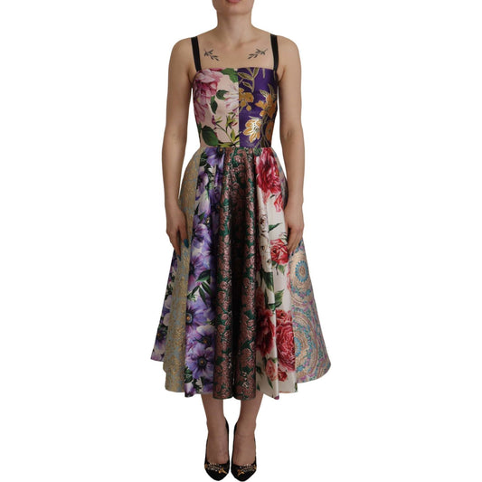 Dolce & Gabbana Patchwork Elegance Silk Blend Dress Dolce & Gabbana Dim Gray